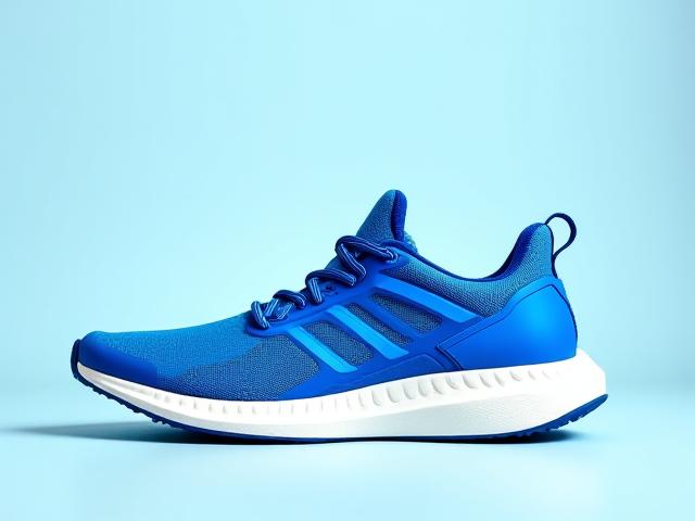 After: Thoroughly cleaned blue athletic running shoes, vibrant and ready for use.
