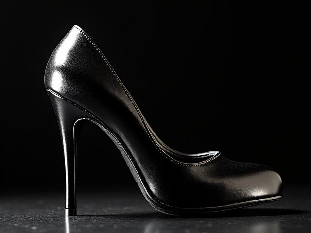 After: Shined and repaired black high heels, looking elegant and new.