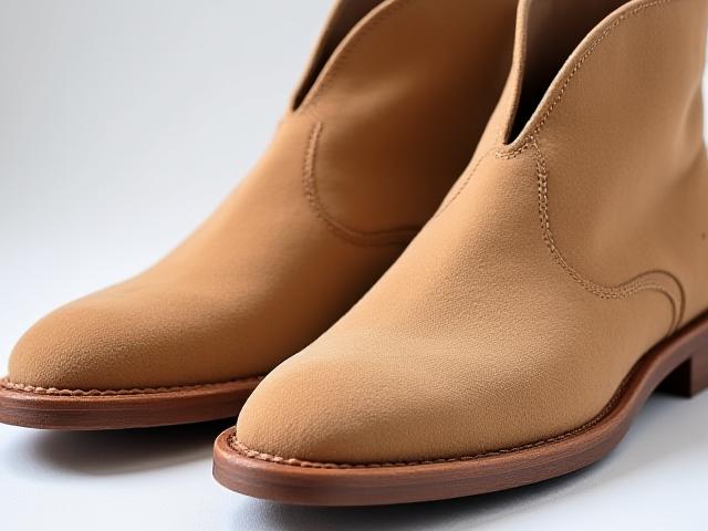 After: Clean, soft, and textured beige suede boots, stains removed.