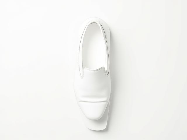 After: Brightened and conditioned white leather loafers, creases minimized.