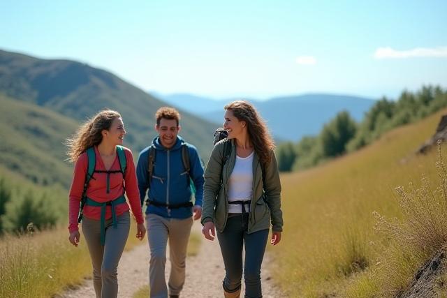 Groupe de randonneurs explorant les sentiers d'Auvergne