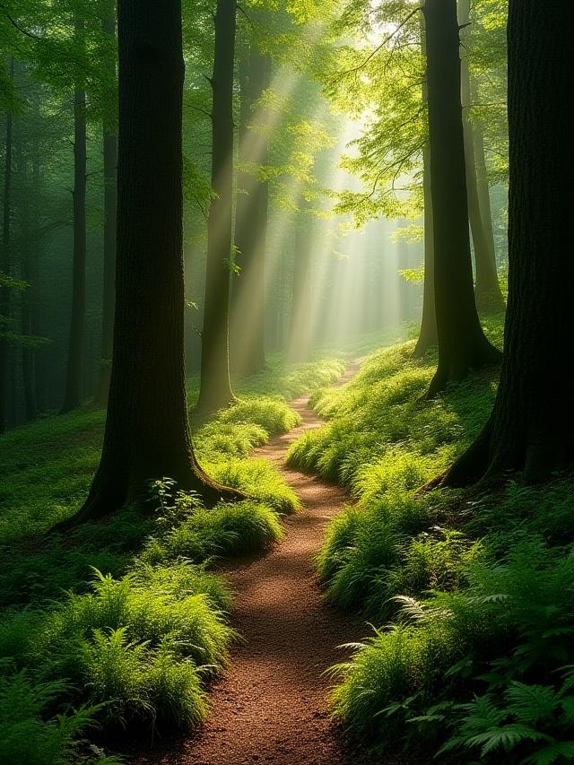 Sentier forestier luxuriant dans le Puy de Sancy