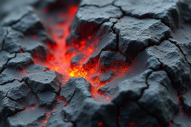 Gros plan sur une roche volcanique texturée